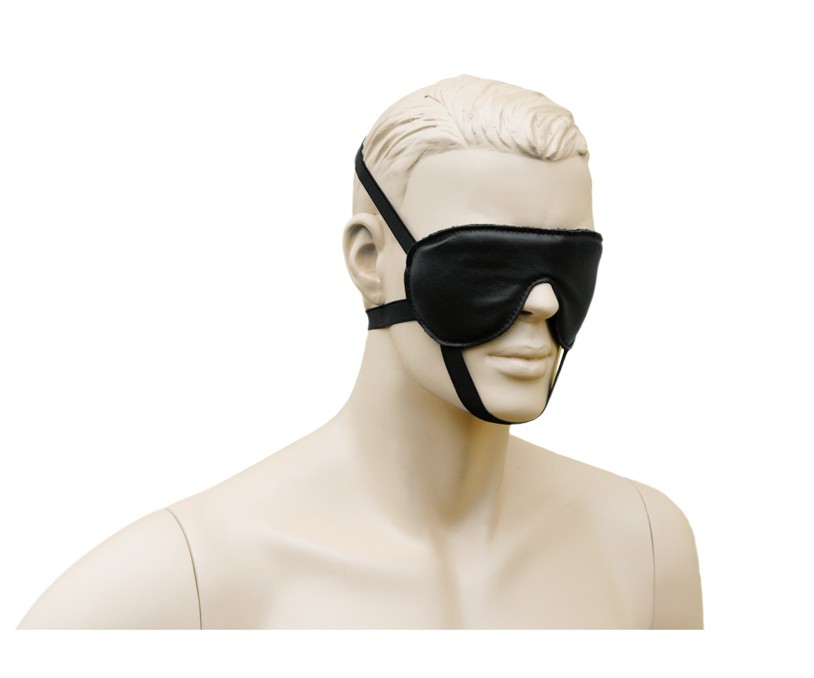 Leder Augenmaske soft schwarz 3 x Gummizug
