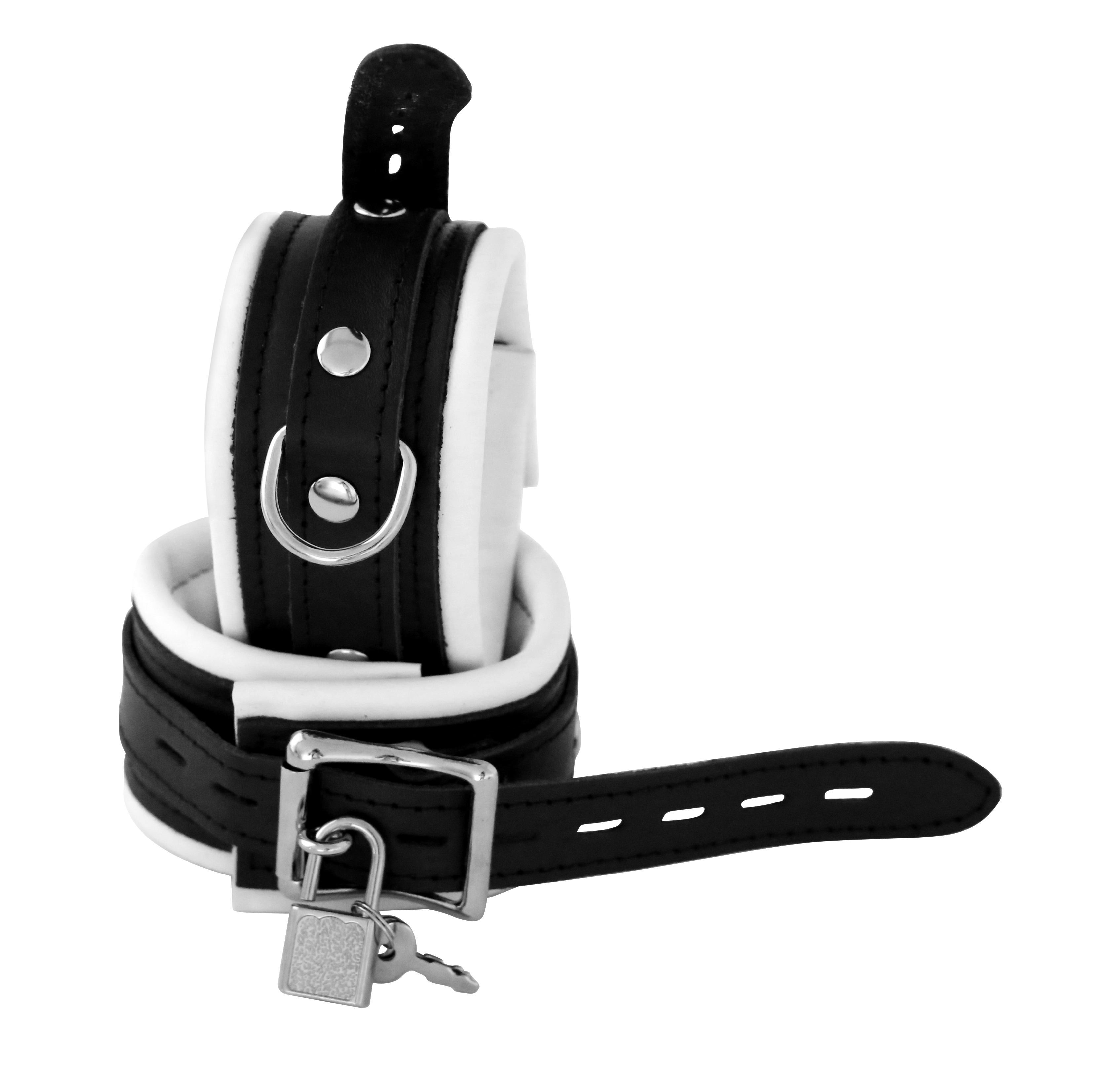 Leder Fußfessel Weiß abschließbar