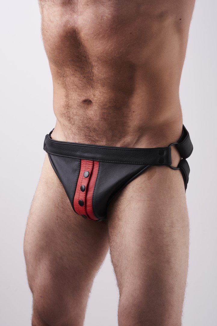 Leather Jock Snaps Red